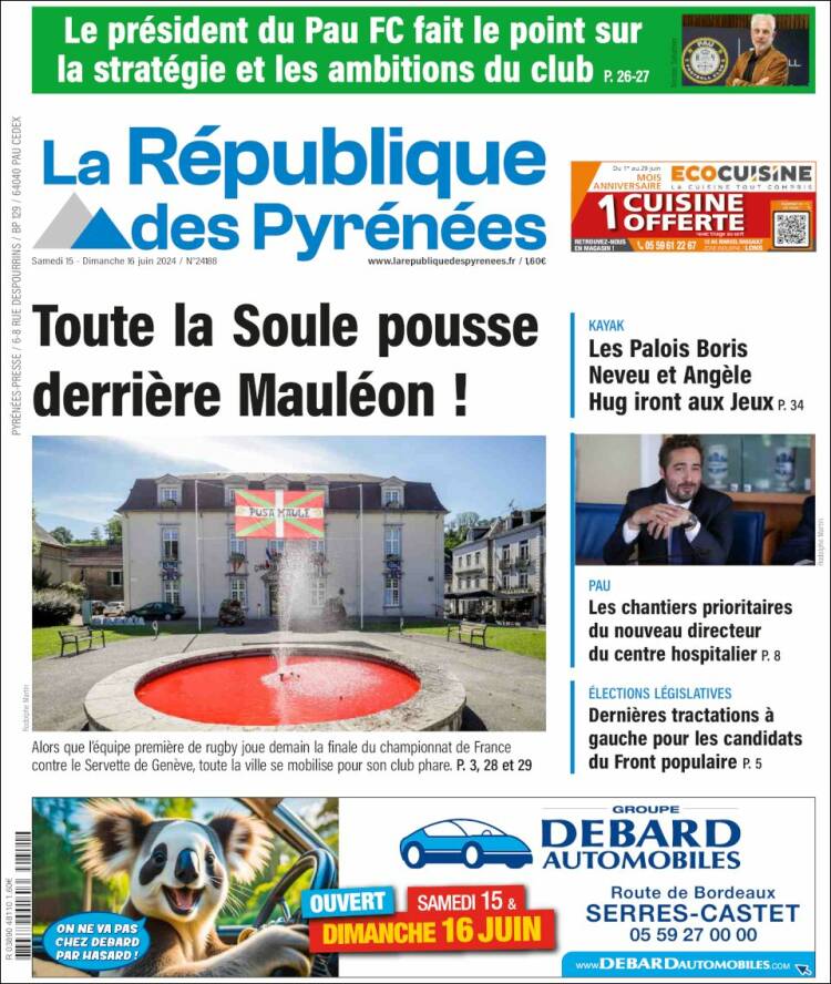 Portada de La République des Pyrénées (Francia)