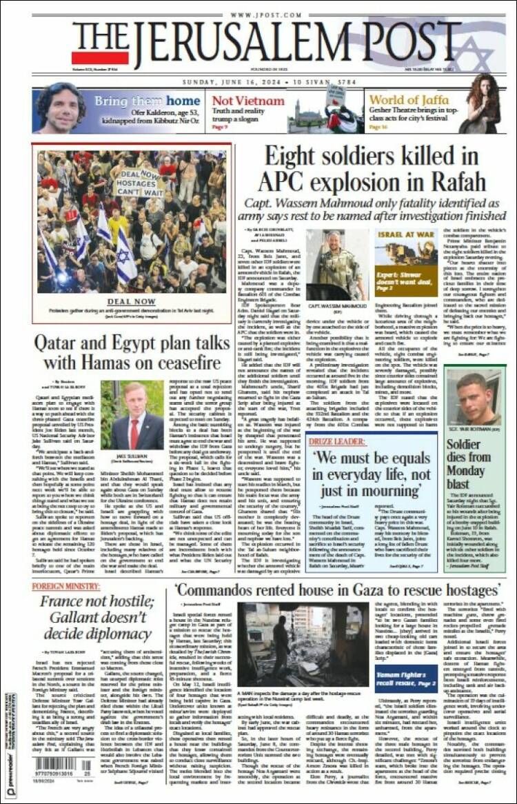 Portada de The Jerusalem Post (Israel)