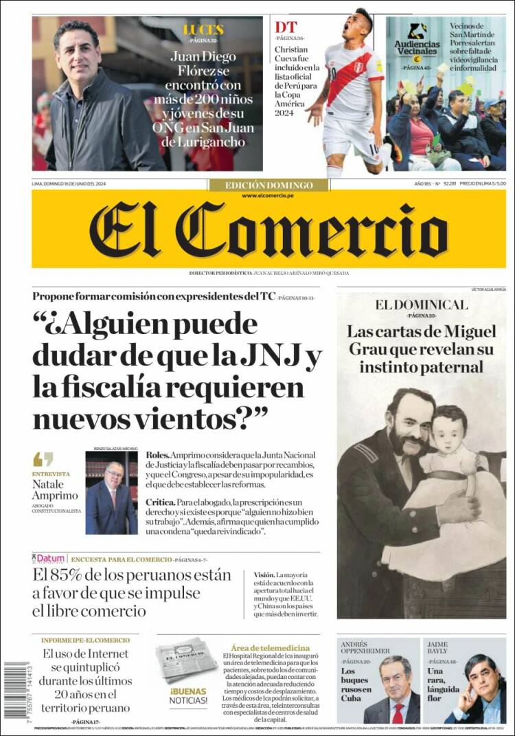 Portada de El Comercio (Per&uacute;)