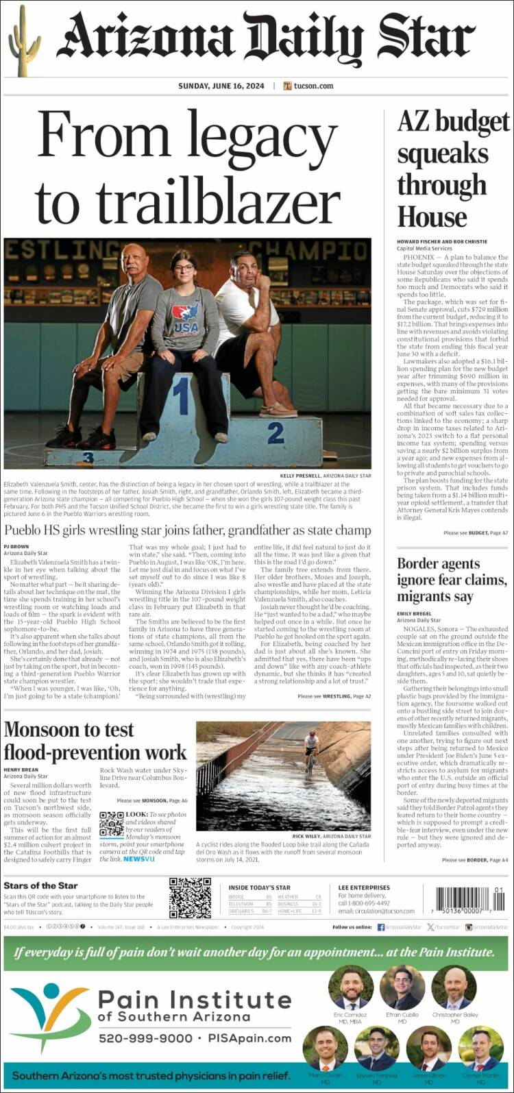 Portada de Arizona Daily Star (USA)