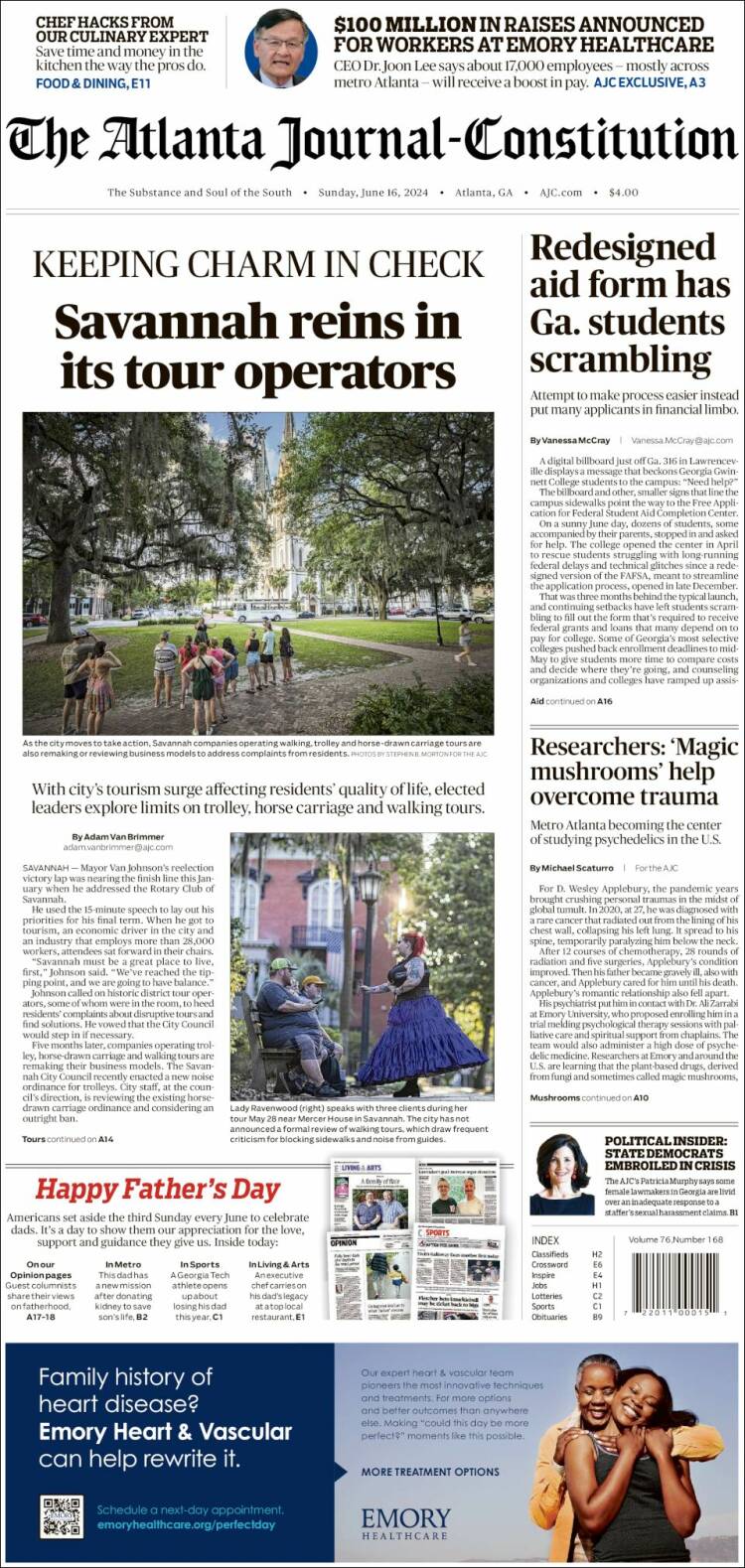 Portada de The Atlanta Journal-Constitution (USA)