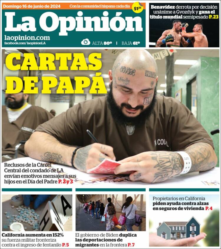 Portada de La Opinión (USA)