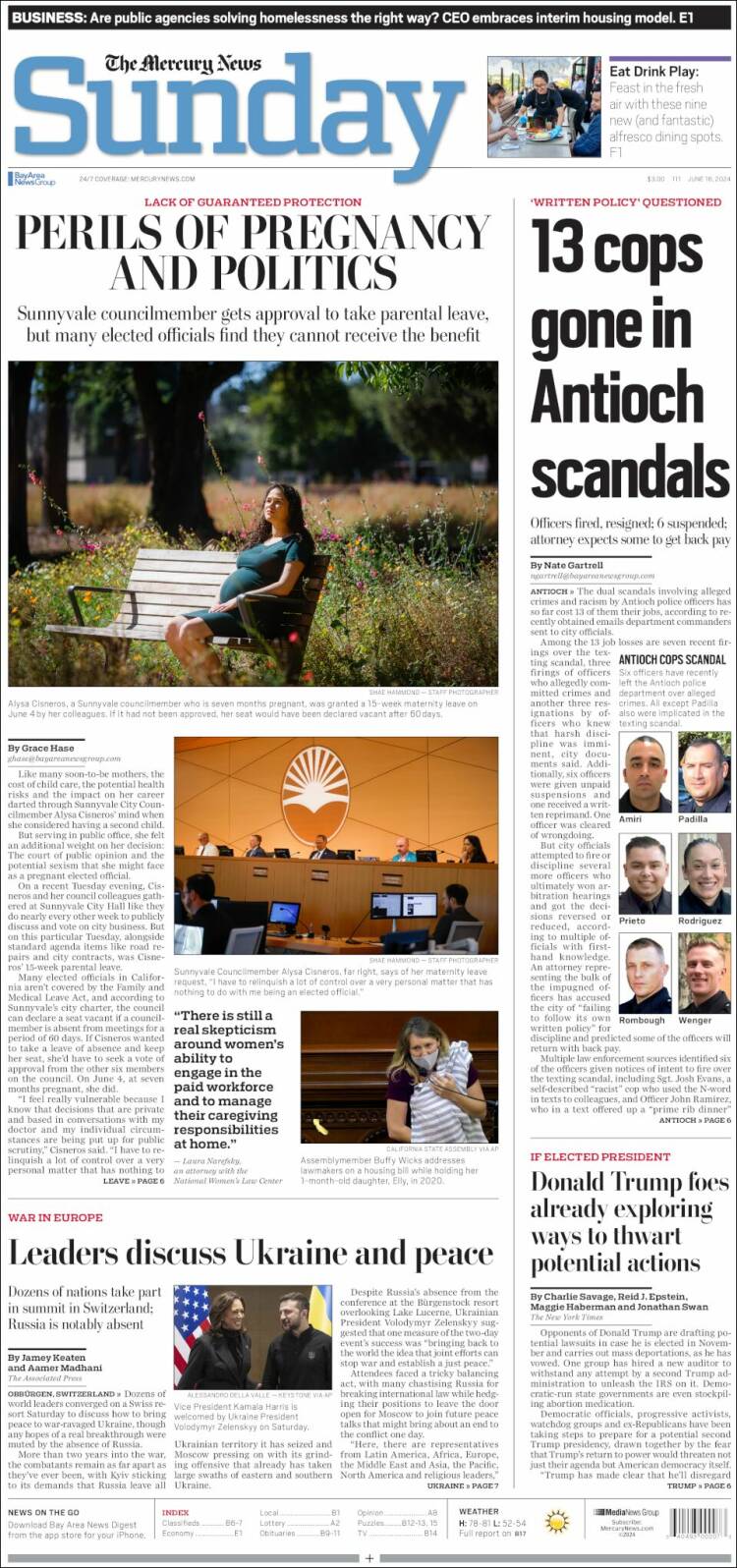 Portada de San Jose Mercury News (USA)