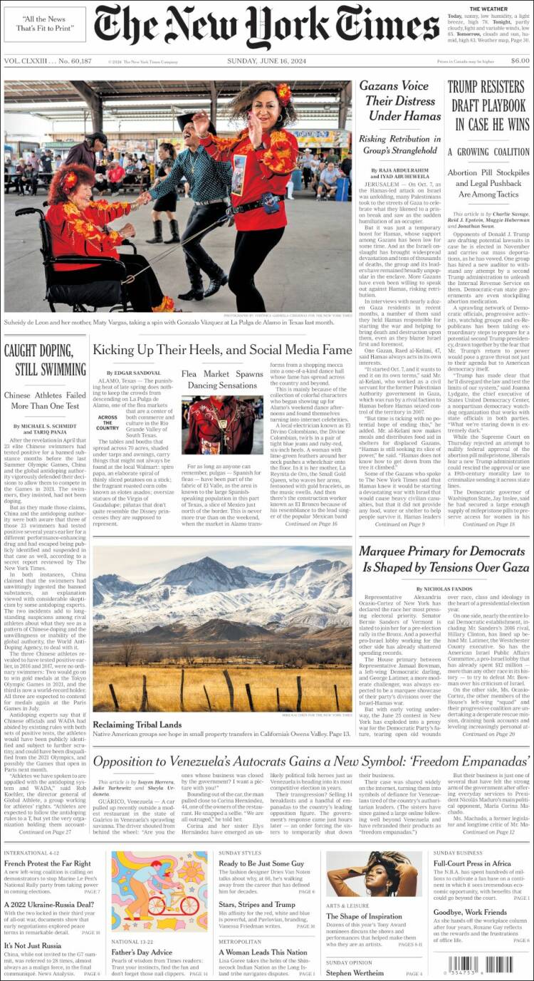 Portada de New York Times (USA)