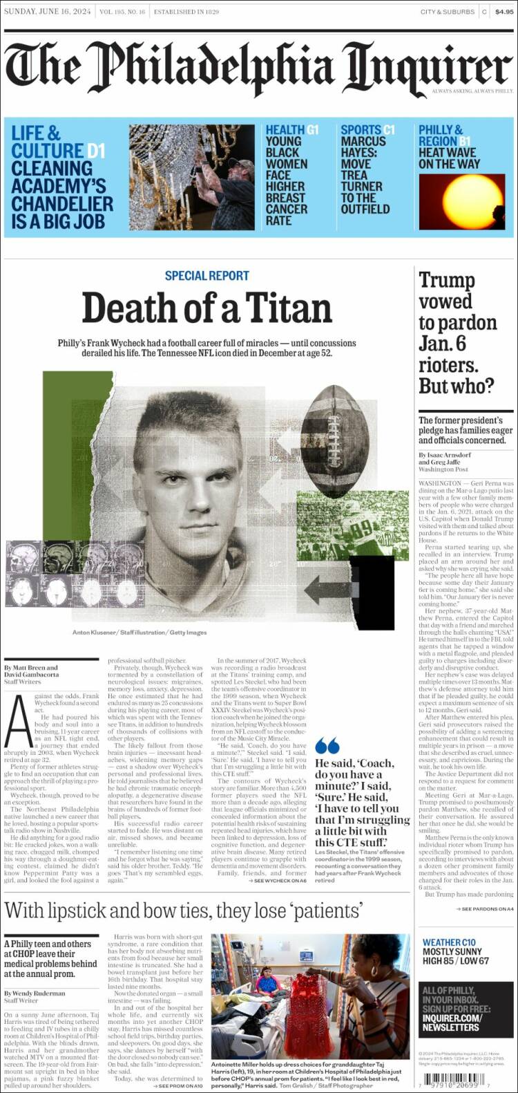 Portada de Philadelphia Inquirer (USA)