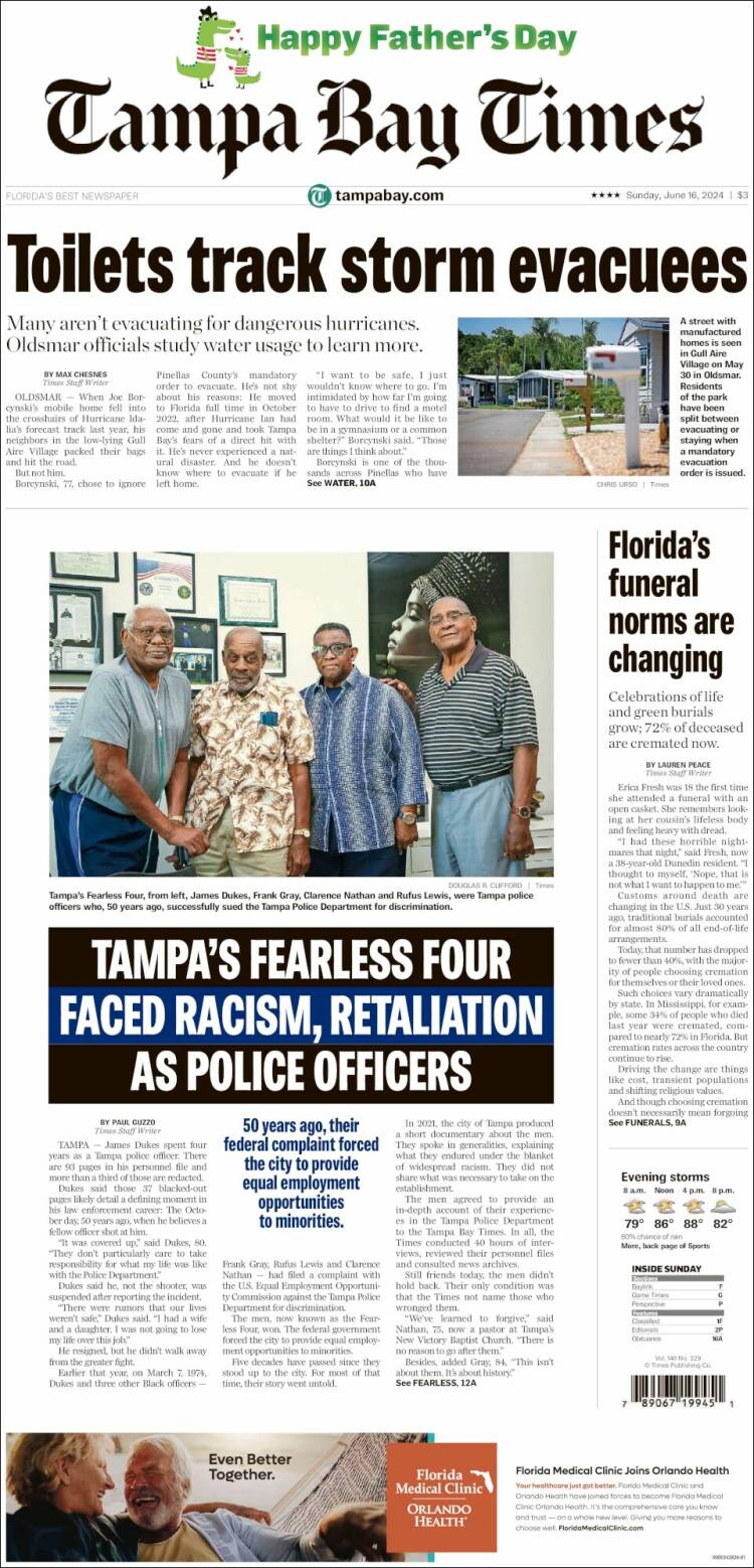 Portada de Tampa Bay Times (USA)