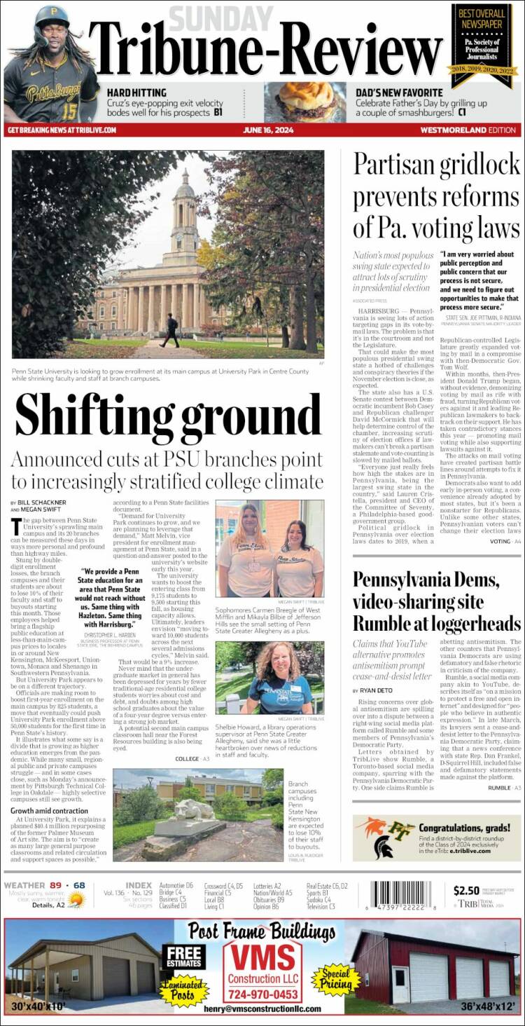Portada de Tribune-Review (USA)