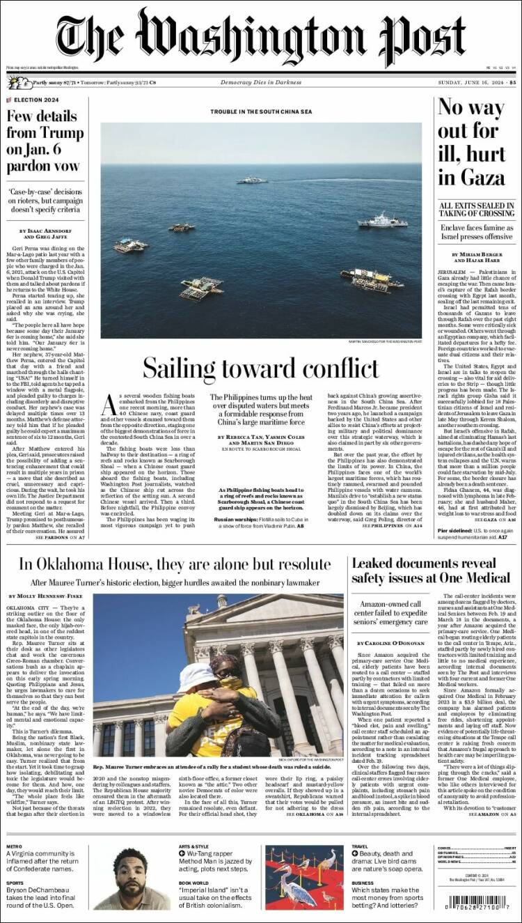 Portada de The Washington Post (USA)