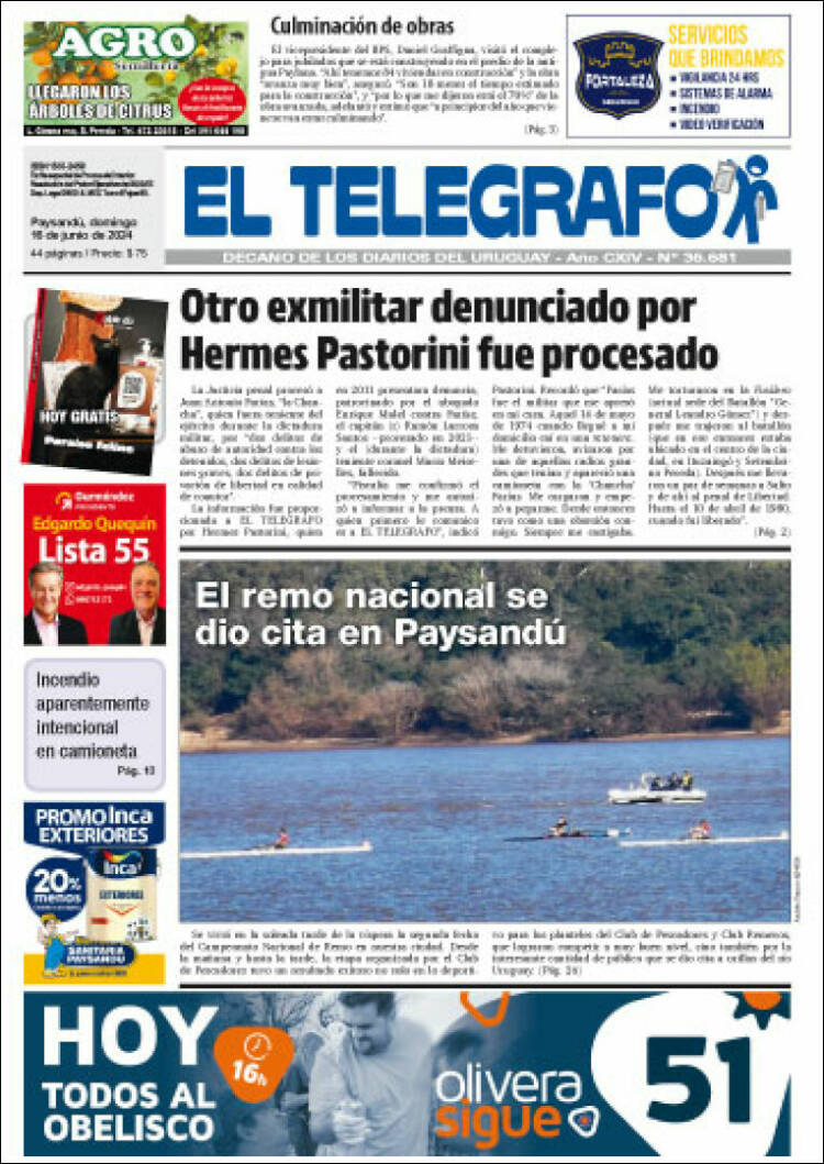 Portada de El Telégrafo (Uruguay)