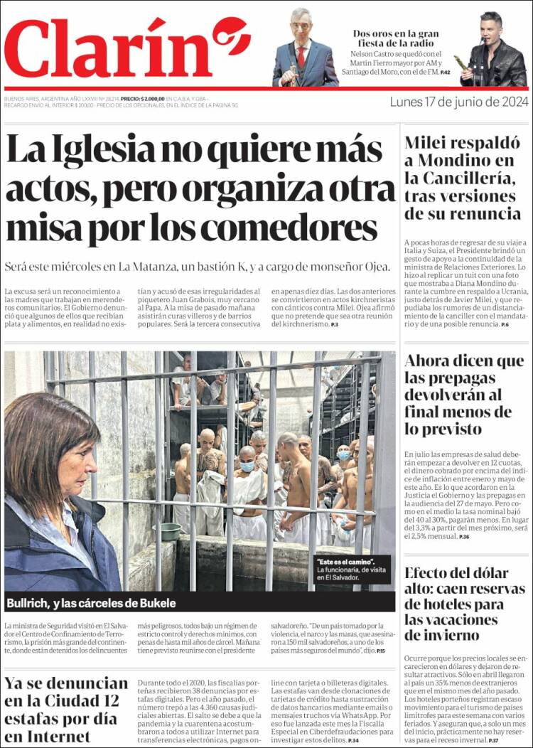 Portada de Clarín (Argentina)