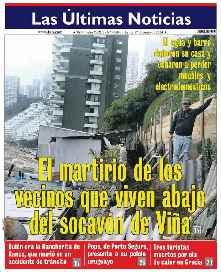 Portada de Las Últimas Noticias (Chile)