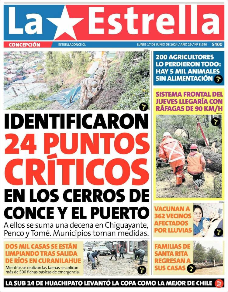 Portada de La Estrella de Concepción (Chile)