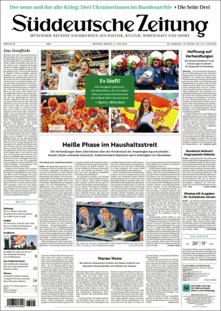 Portada de Sueddeutsche (Alemania)
