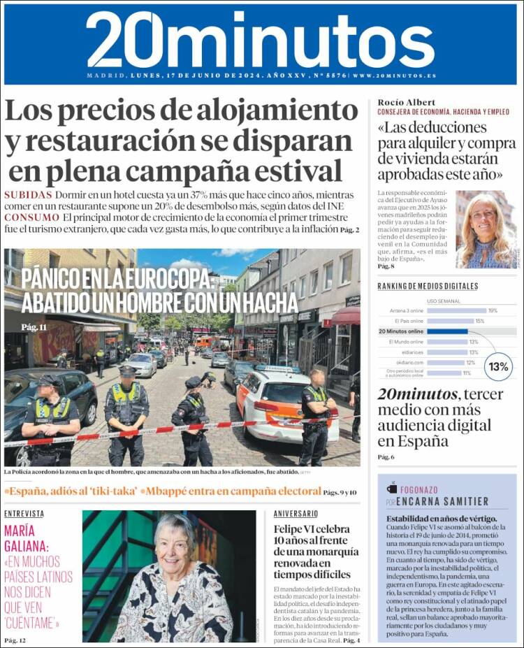 Portada de 20 Minutos - Madrid (España)