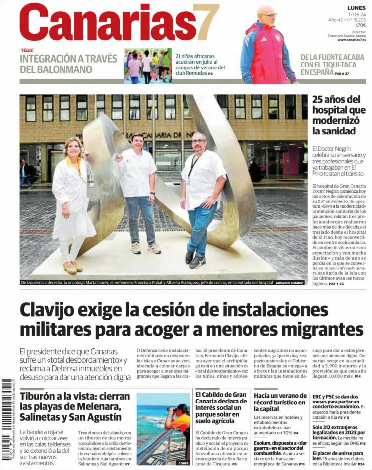 Portada de Canarias 7 (España)