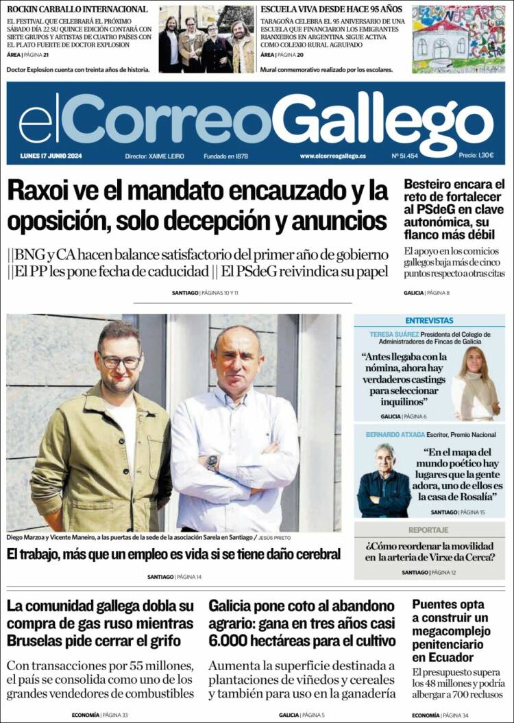 Portada de El Correo Gallego (España)