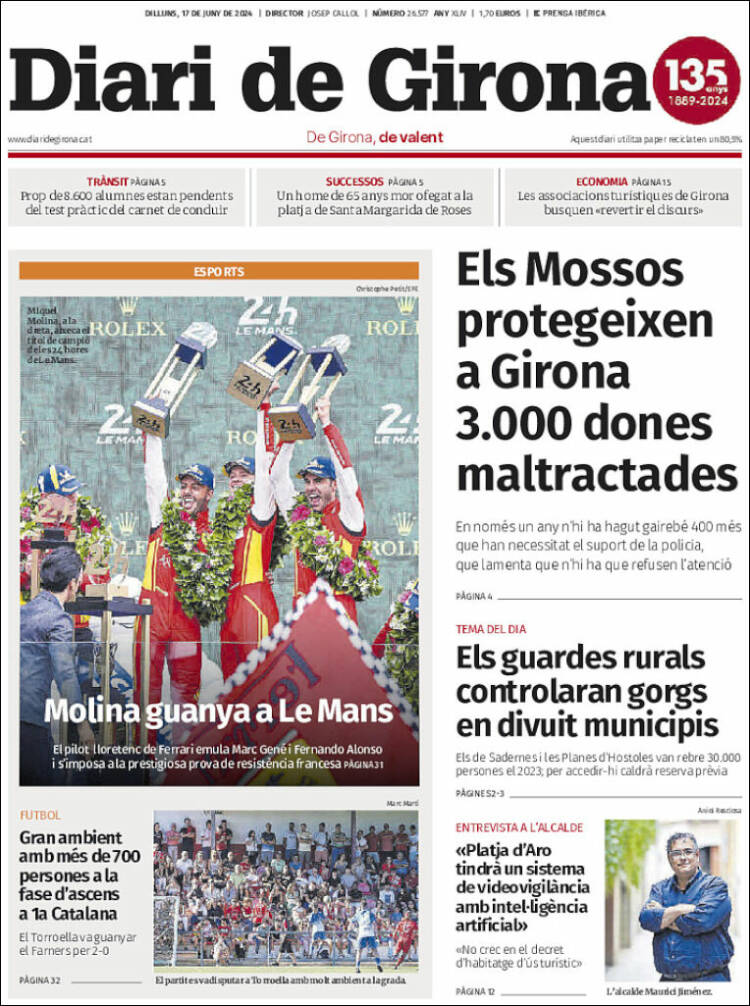 Portada de Diari de Girona (España)