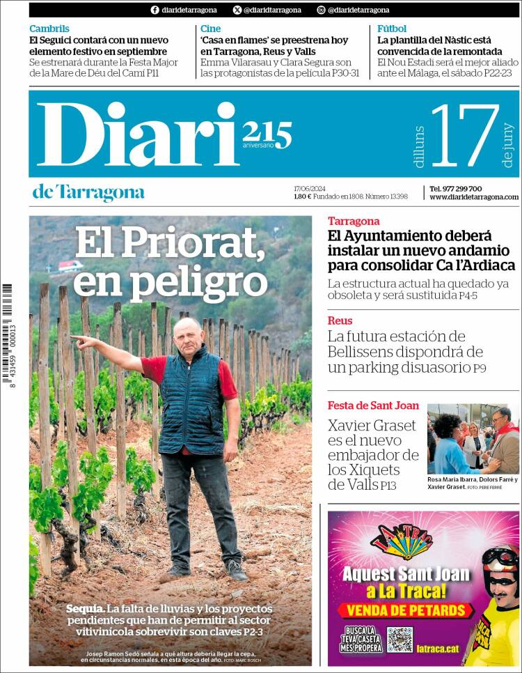 Portada de Diari de Tarragona (España)