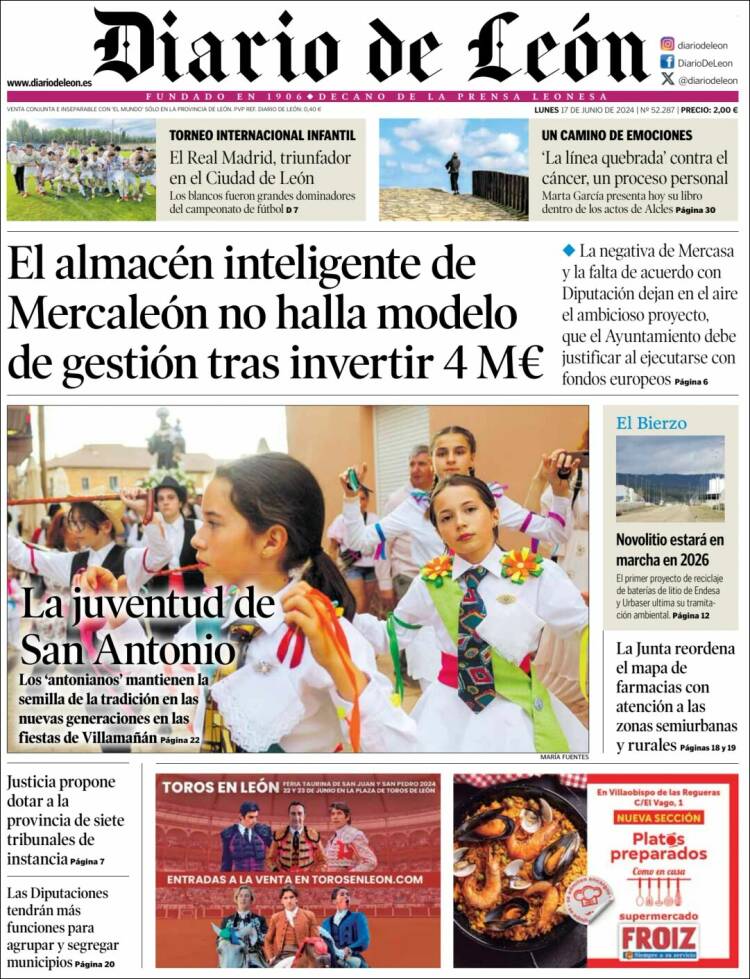 Portada de Diario de León (España)