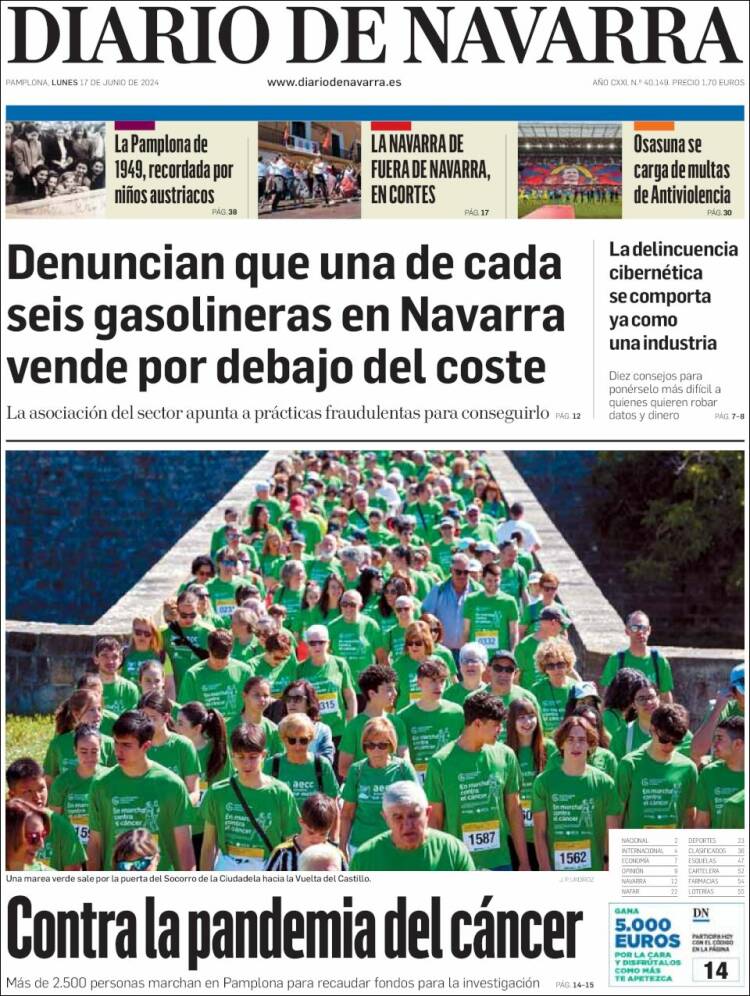 Portada de Diario de Navarra (España)