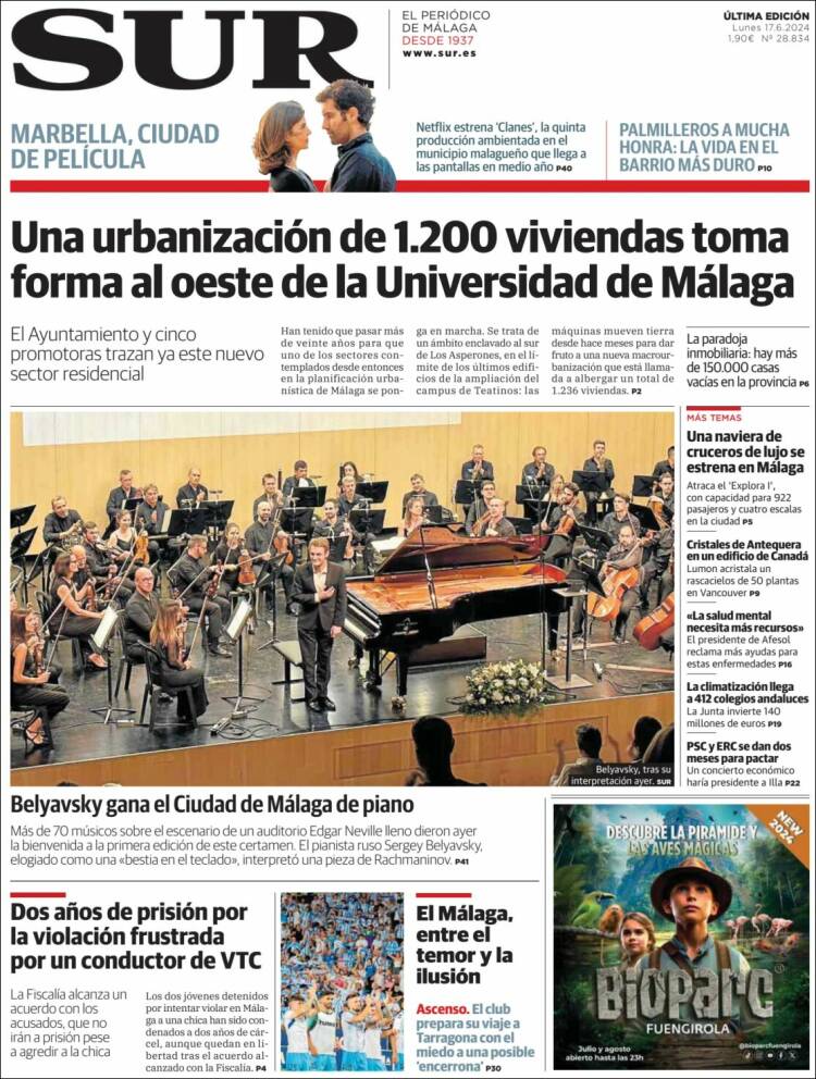 Portada de Diario el Sur (España)