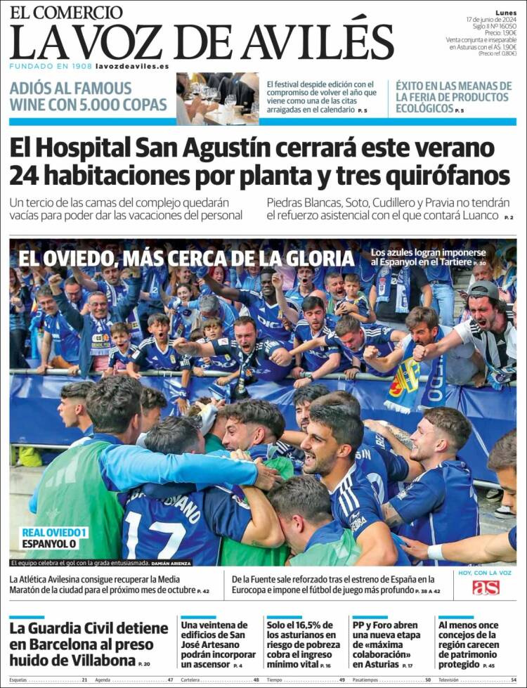 Portada de El Comercio - Avilés (España)