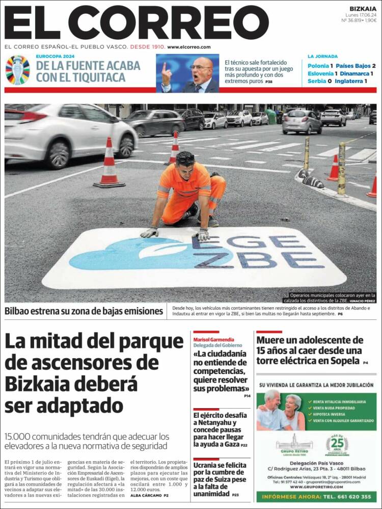 Portada de El Correo (España)