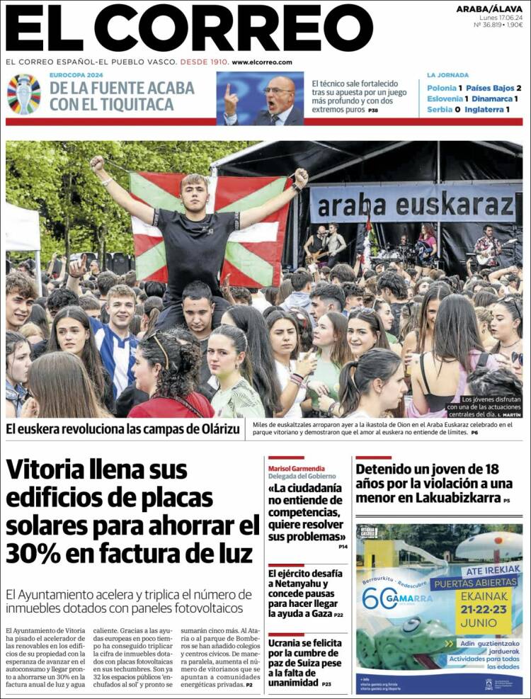 Portada de El Correo - Álava (España)