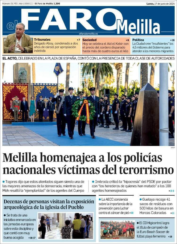Portada de El Faro de Melilla (España)