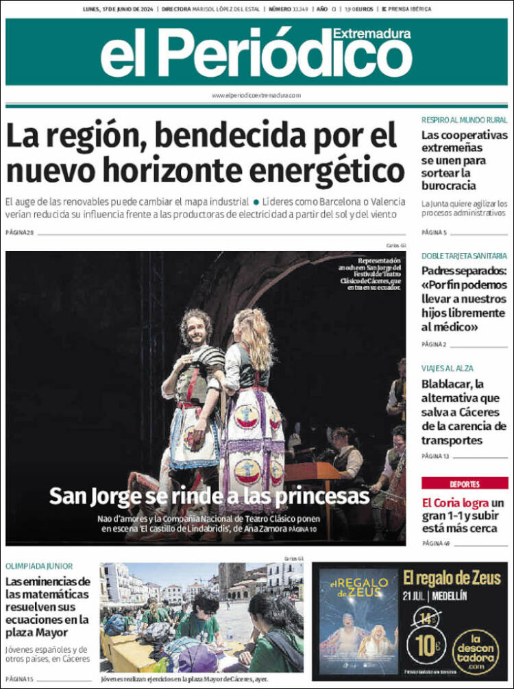 Portada de El Periódico de Extremadura (España)