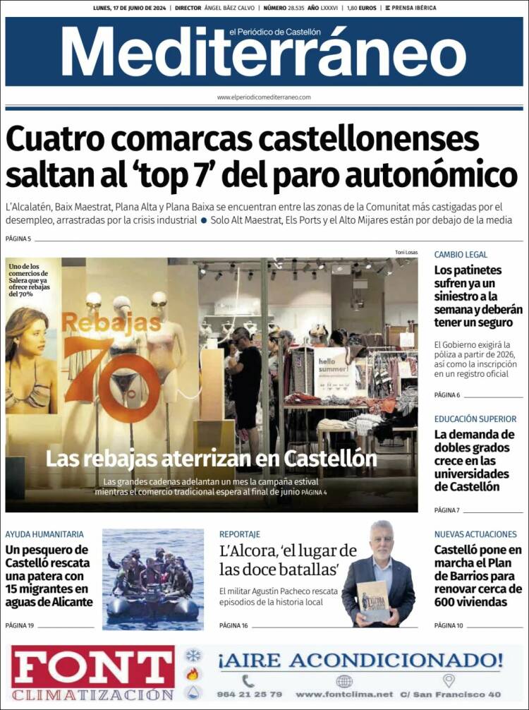 Portada de El Periódico Mediterraneo (España)