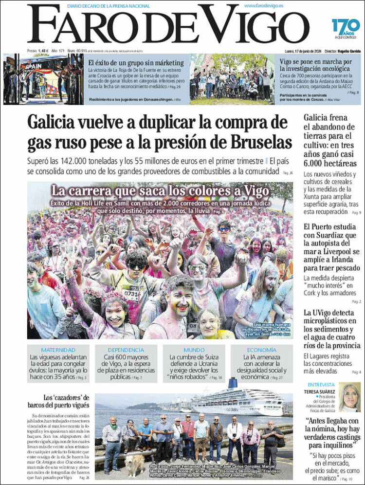 Portada de Faro de Vigo (España)