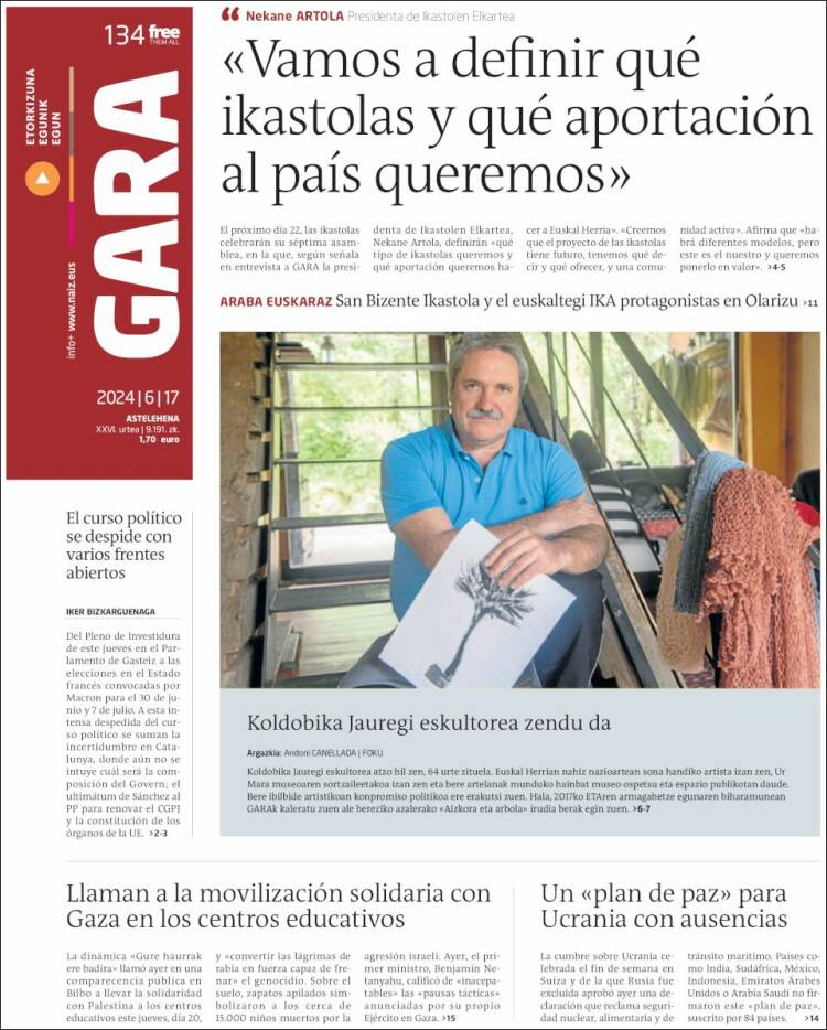 Portada de Gara (España)
