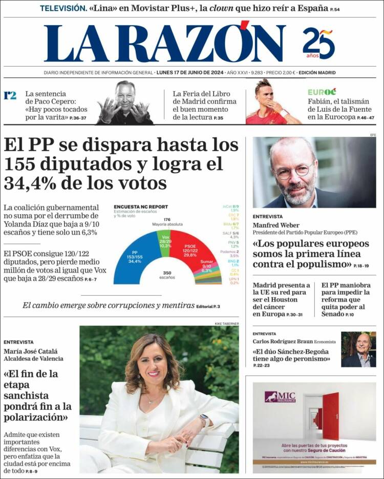 Portada de La Razón (España)