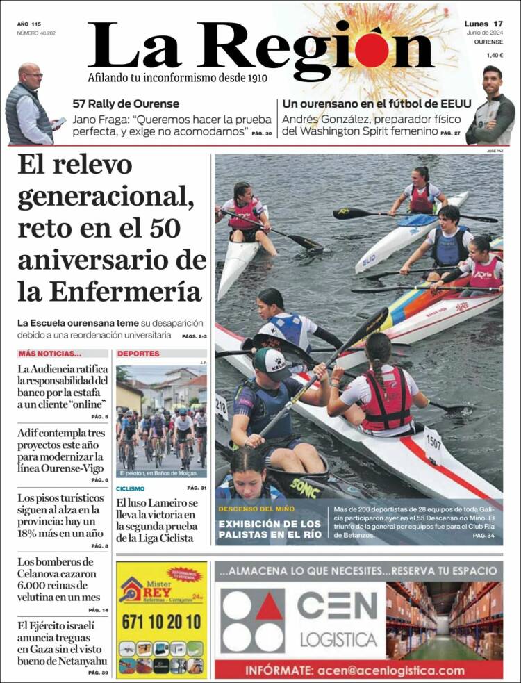 Portada de La Región de Ourense (España)