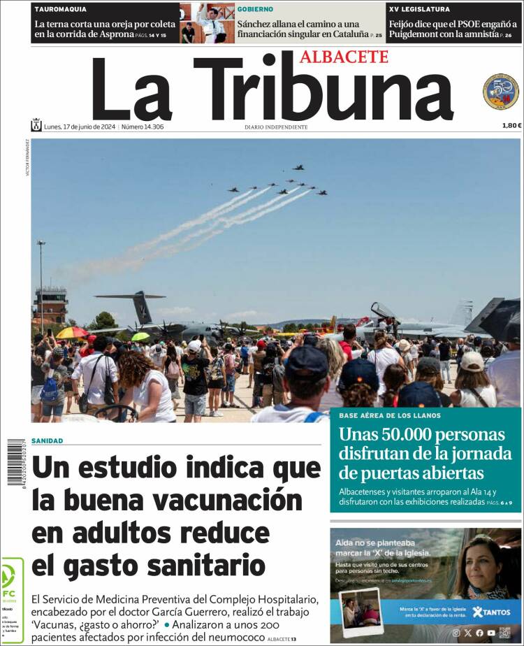 Portada de La Tribuna de Albacete (España)