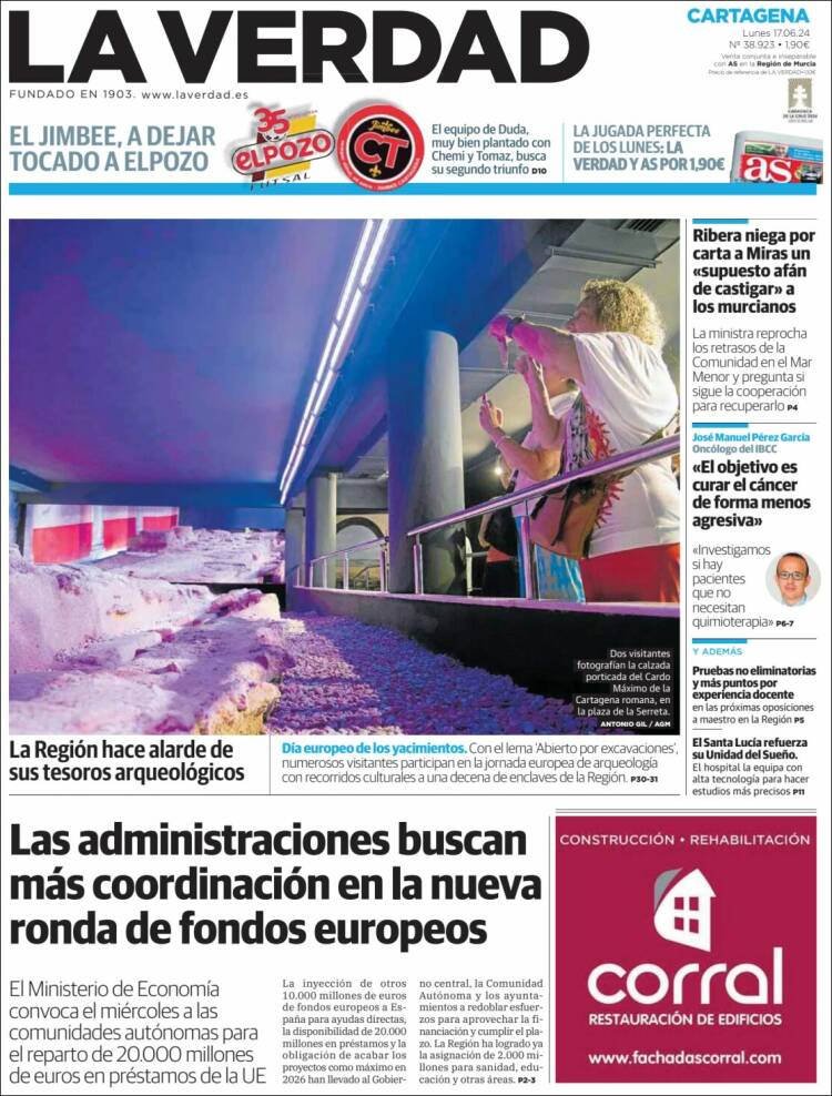 Portada de La Verdad de Cartagena (España)