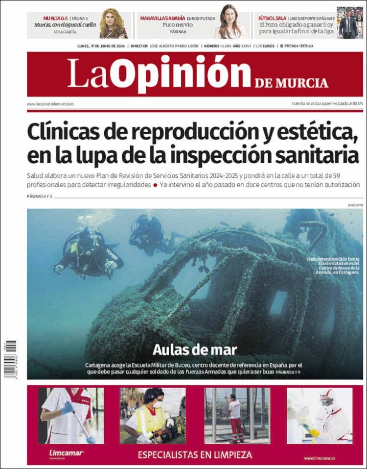Portada de La Opinión de Murcia (España)