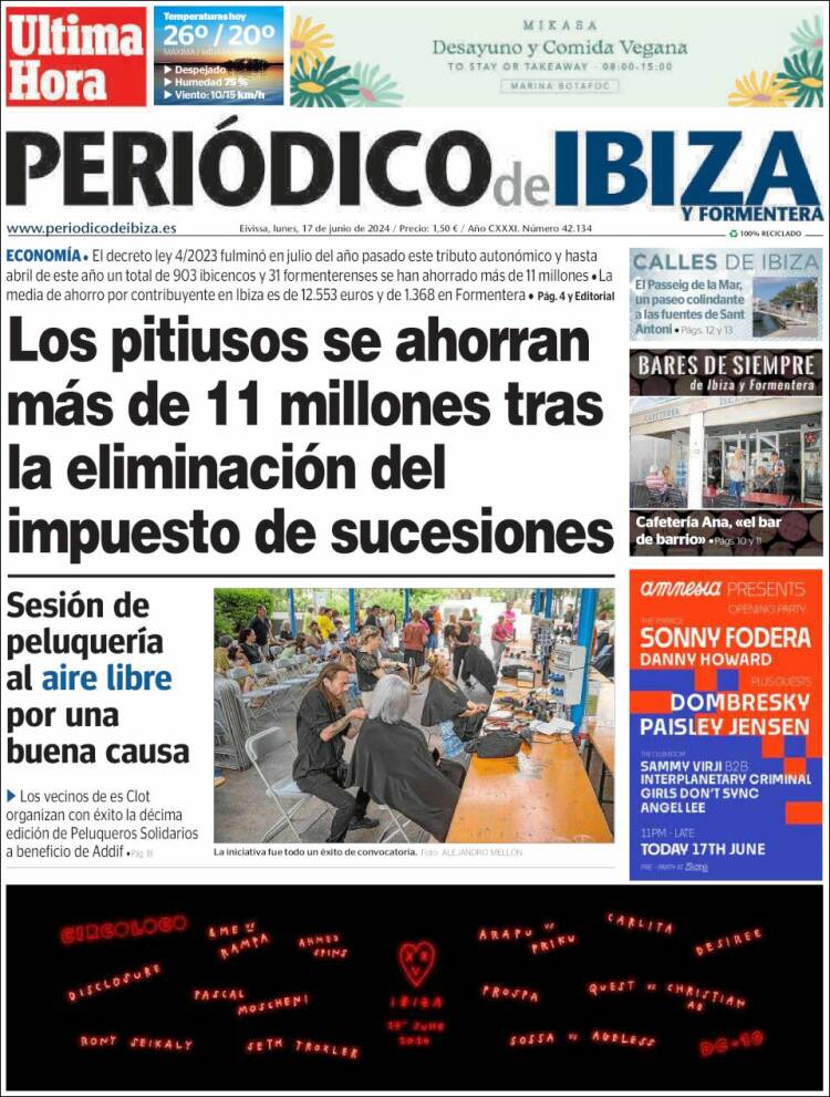Portada de Periódico de Ibiza (España)