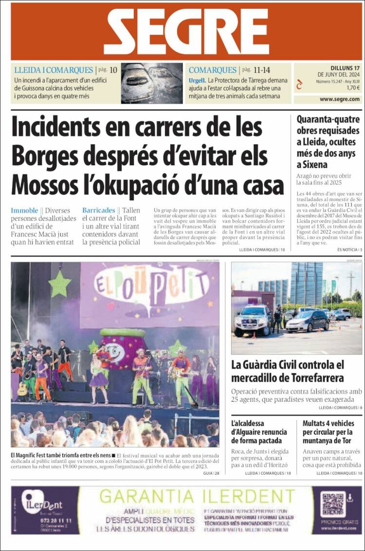 Portada de Segre (España)