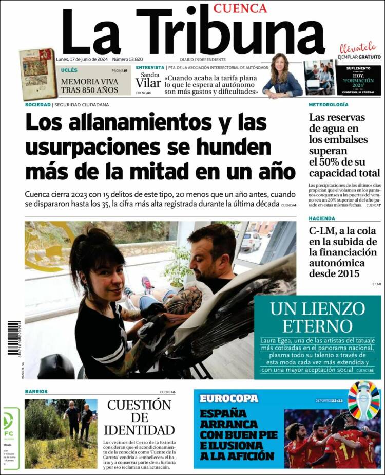 Portada de La Tribuna de Cuenca (España)
