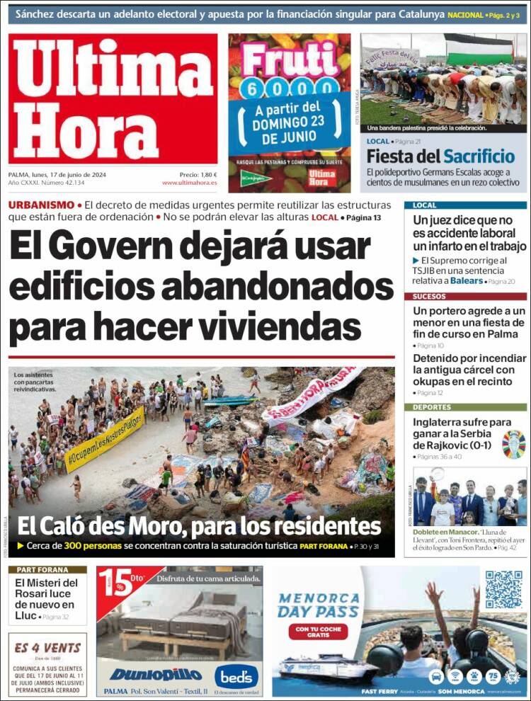 Portada de Última Hora (España)