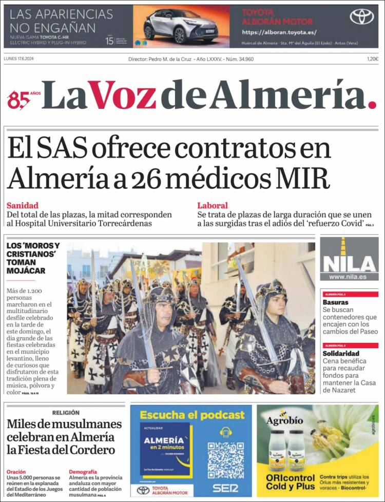 Portada de La Voz de Almería (España)