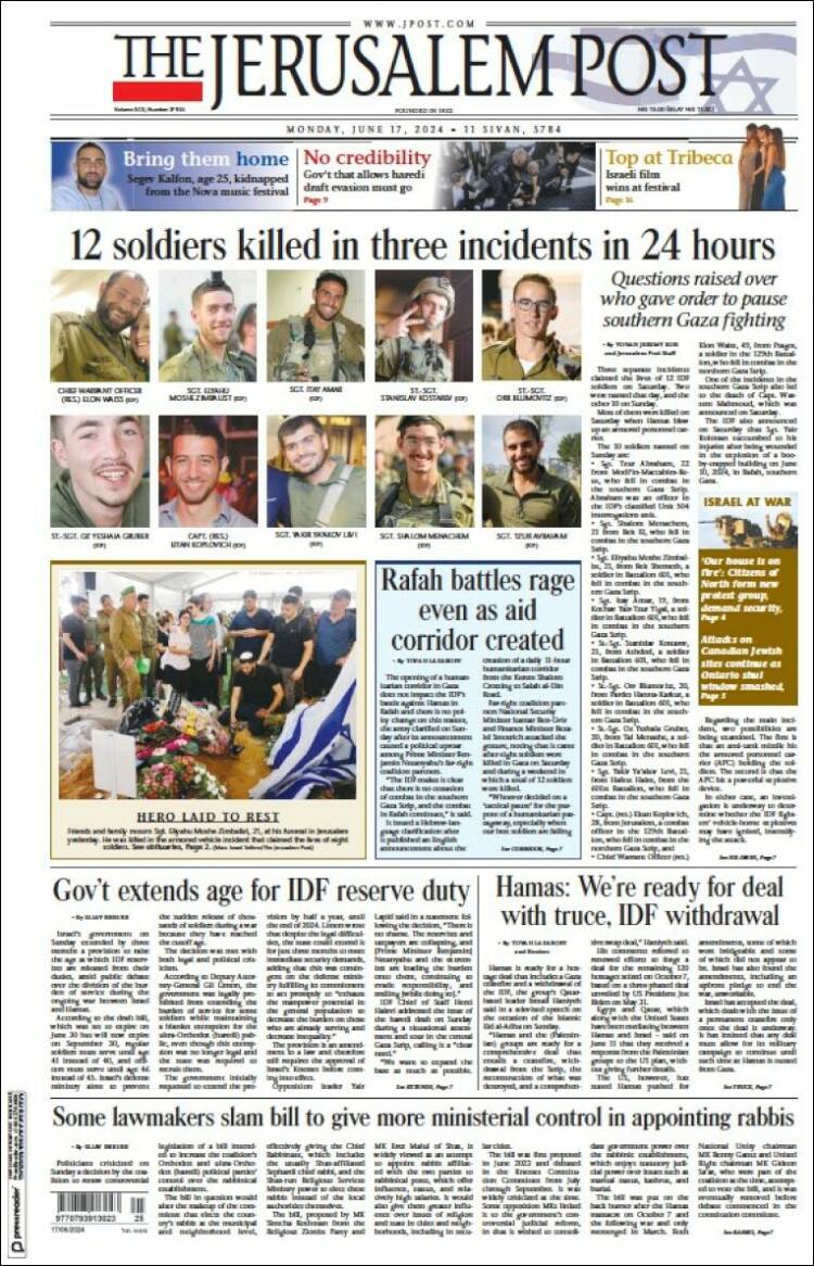 Portada de The Jerusalem Post (Israel)