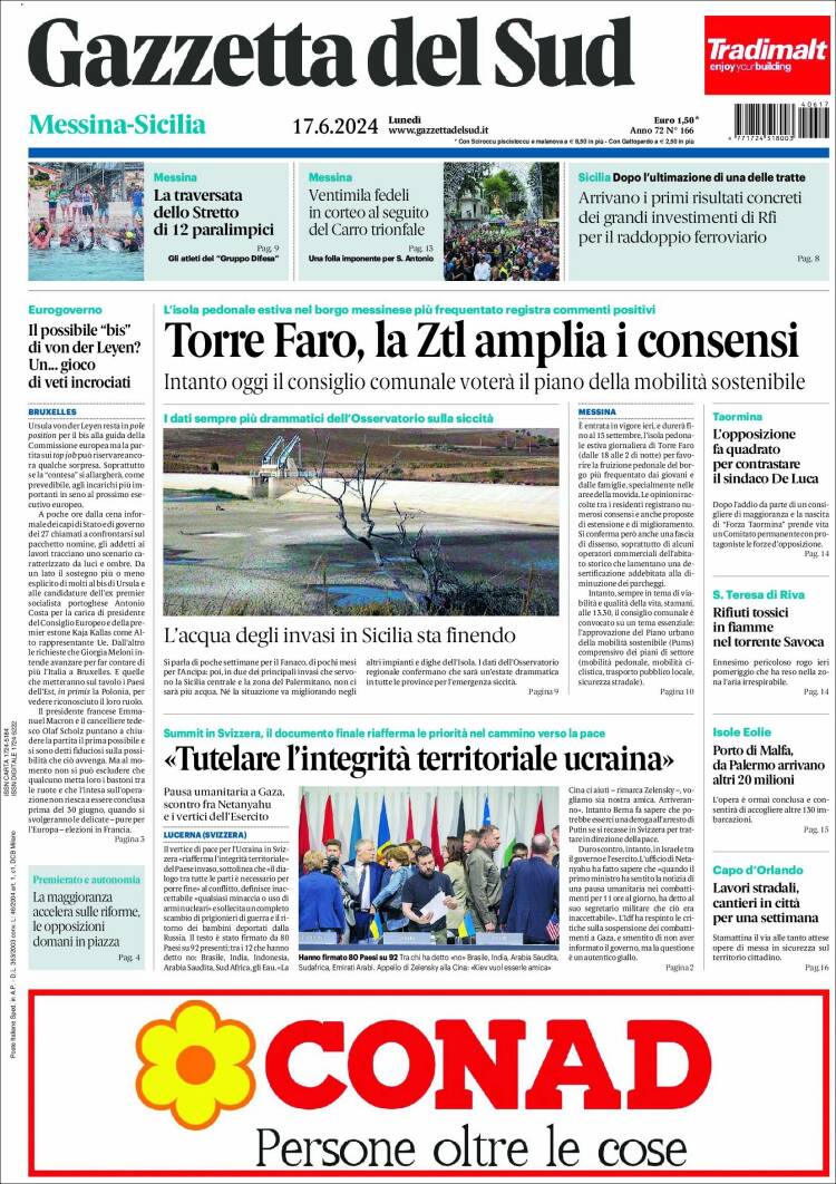 Portada de Gazzetta del Sud (Italia)
