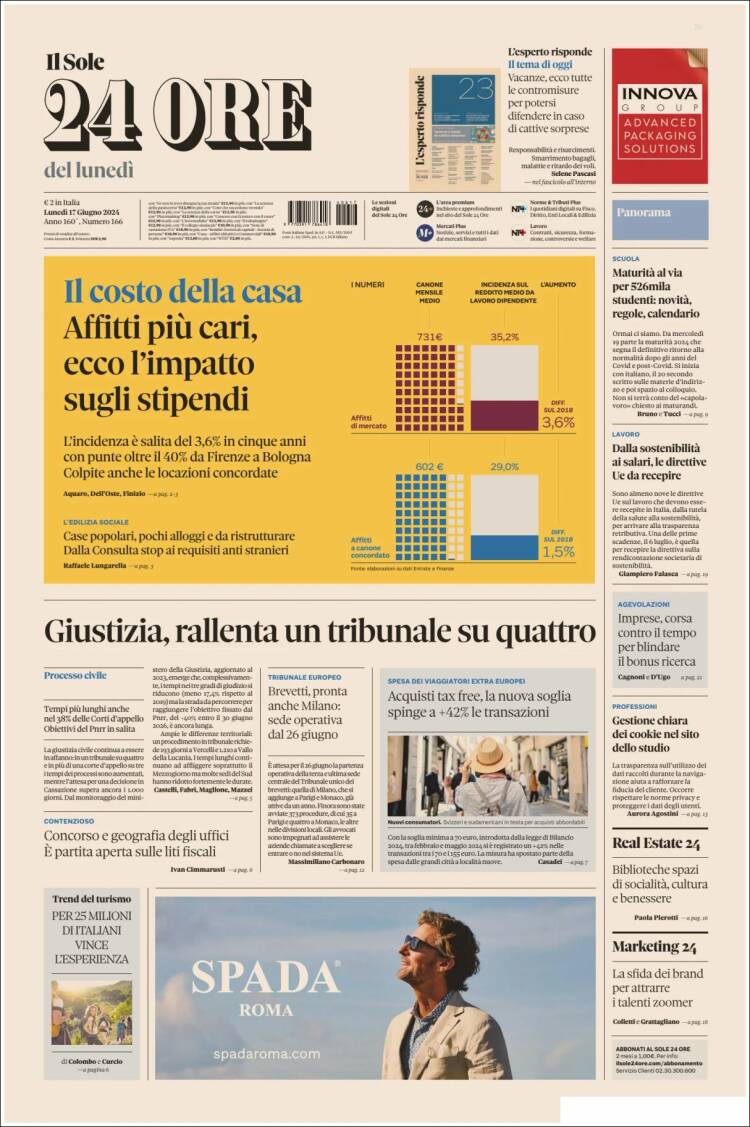 Portada de Il Sole 24 ORE (Italia)