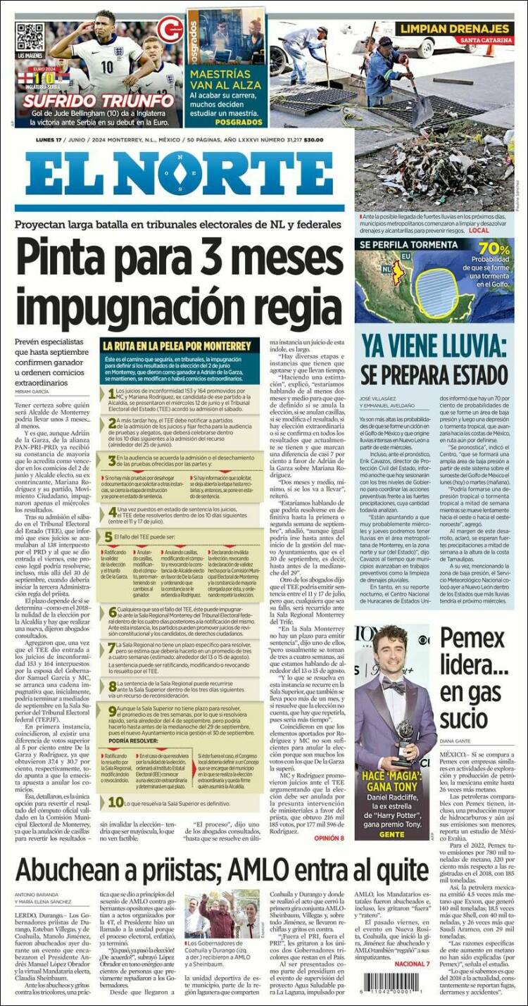 Portada de El Norte (M&eacute;xico)