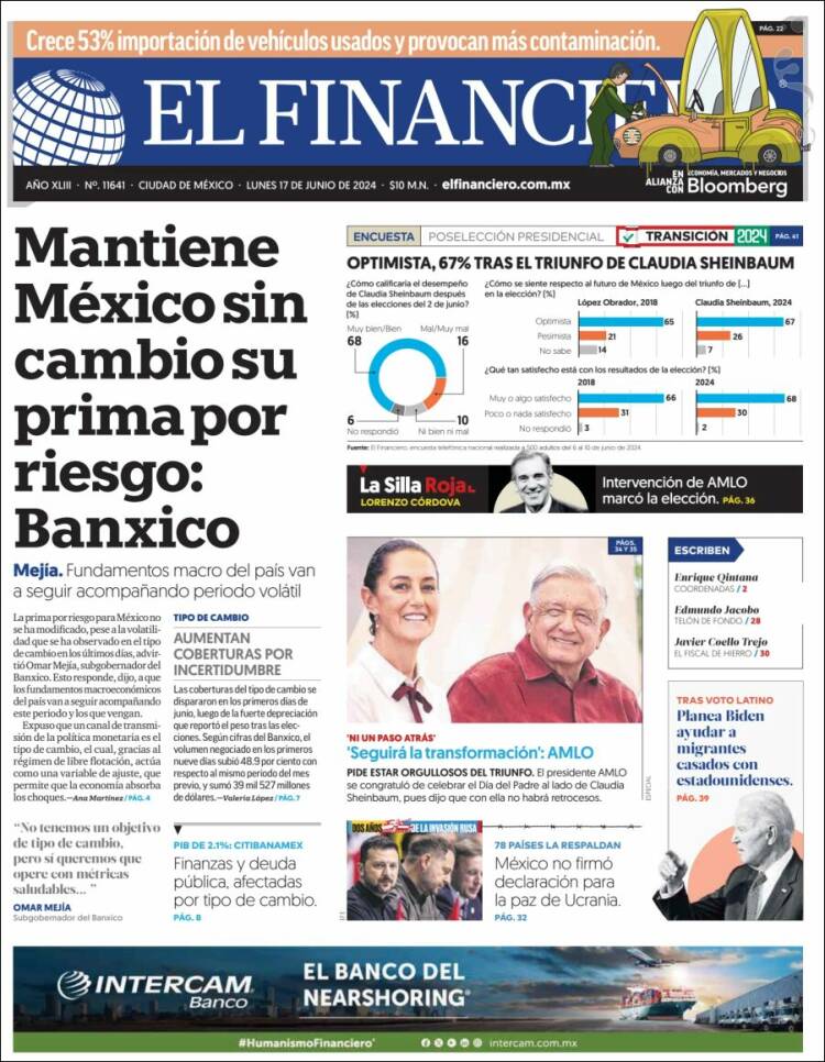 Portada de El Financiero (M&eacute;xico)