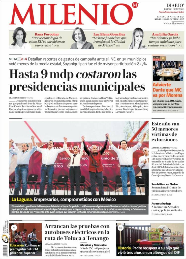 Portada de Milenio - Estado de México (M&eacute;xico)