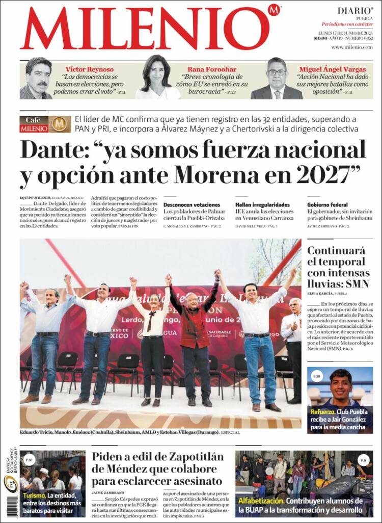 Portada de Milenio de Puebla (M&eacute;xico)